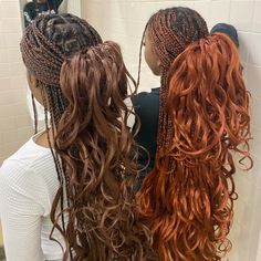 Strawberry Blonde French Curl Braids, Dark Ginger Braids, Ombré French Curl Braids, Ginger Brown French Curl Braids, Feathered French Curl Braids, Layered French Curl Braids Ginger, Morning Before School, Intricate Hairstyles