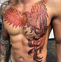 a man with an eagle tattoo on his chest