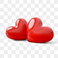 two red hearts sitting next to each other