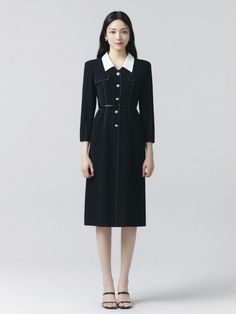 Composition : Exterior: polyester 100% Lining: polyester 100% Accessory: polyurethane 100%Color : BLACK_4(44),BLACK_5(55),BLACK_6(66)Country of Origin : China Tailored Black Midi Dress, Jumpsuit Dress, Dress Outfits, The Originals, Clothes For Women, Dresses, Black, Clothes, Color