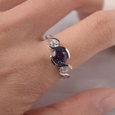 It is is a lab alexandrite ring, sterling silver and 14k gold are both available for the metal, it is free to engrave inside the ring, all US size is available, if you want any customization, welcome to contact me Half Bezel Setting, Black Spinel Ring, Green Sapphire Ring, Half Bezel, Minimalist Engagement Ring, Spinel Ring, Alexandrite Engagement Ring, Alexandrite Ring, London Blue Topaz Ring