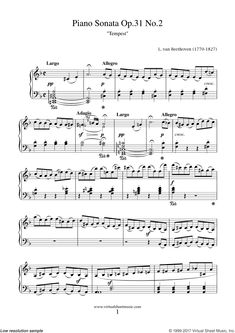 sheet music for piano with the words piano sonate op 21 no 2 in it