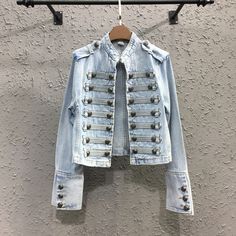 toloer Upcycled Jackets, Unique Jackets, Women Outerwear, Slim Fit Jackets, Short Denim, Style Clothes, Vintage Military