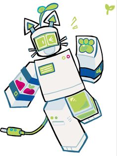 an image of a robot that is holding something in his hand and wearing a cat costume