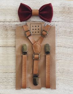 Groomsmen Outfit, Groomsmen Suspenders, Burgundy Bow Tie, Suspenders Wedding, Bearer Outfit, Ring Bearer Outfit, Leather Suspenders, Red Bow Tie, Suspenders Set