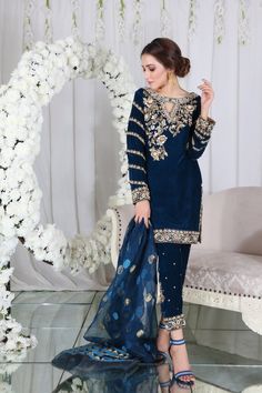 Deep Teal | Pakistani Designer Outfit | Sarosh Salman