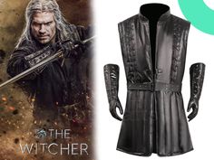 Product Description: Introducing the New Witcher Season 3 Cosplay Costume Genuine Leather Vest and Wrist Bands, a meticulously handcrafted replica of the iconic outfit worn by Geralt of Rivia in the hit Netflix series. This costume set is made from high-quality genuine leather or faux leather, offering a luxurious feel and a sleek black color. Features: - Material: Choose between genuine leather or high-quality faux leather - Color: Black - Lining: Comfortable fabric lining for added comfort and Warrior Style Costume Accessories For Larp Halloween, Warrior Costume Accessories For Larp And Halloween, Medieval Black Cosplay Costume For Themed Events, Fantasy Cosplay Costume For Halloween And Conventions, Fandom Costumes For Halloween And Fantasy Events, Halloween Fandom Costumes For Fantasy Events, Fandom Halloween Costumes For Fantasy Events, Warrior Costume Accessories For Halloween, Warrior Style Costume Accessories For Halloween