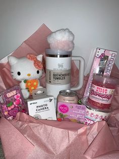 a hello kitty hamper is packed with various items