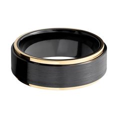 Men's black zirconium 8 millimeter band with grooved edges and 14K yellow gold inlay Mens Wedding Bands Black, Mens Band Rings, Mens Gold Wedding Band, Black Wedding Band, Black Wedding Rings, Wedding Band Ring, Mens Band, Gold Wedding Band, Mens Wedding Rings