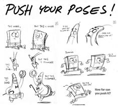 an image of some cartoon characters doing different things in the same drawing style, including push your posies