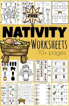 nativity worksheets for children to practice counting and subtracting numbers with pictures