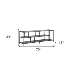 an image of a shelf with two shelves on each side and measurements for the width