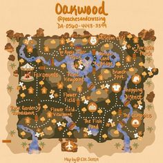 an illustrated map of the state of oakwood