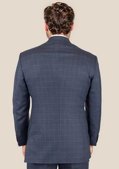 Stand out in the Twilight Blue Plaid Suit. Custom made from Super 120s 100% merino wool, this suit exudes elegance and style. Its classic pattern is sure to turn heads and be a statement look for any occasion. A must-have for fashion-forward individuals! Custom Fit Suit In Suiting Fabric, Slim Fit Wool Suit With Long Sleeves, Slim Fit Wool Suits With Long Sleeves, Fitted Suits With Pressed Crease For Business Trips, Fitted Suits For Business Trips, Fitted Long Sleeve Business Suits, Professional Fitted Suits For Business Trips, Fitted Professional Suits For Business Trips, Tailored Blue Wool Suit