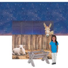 Create a realistic nativity display with this decorating kit! Perfect for hosting traditional pageants as well living nativity scenes that your church congregation or neighbors can drive by to view, this kit helps you set up a beautiful backdrop as you share the story of baby Jesus' birth. (4 pcs. per unit) Assortment may vary.

Includes:
o 1 Cardboard 3D Manger Stand-Up (25 1/4" x 27" x 20 1/4" Simple assembly required.)
o 1 Vinyl Design-a-Room Sky Background (30 ft. x 4 ft. Use your own wall a Cardboard Nativity, Living Nativity, Nativity Display, Jesus Birth, Nativity Scenes, Sky Background, Birth Of Jesus, Beautiful Backdrops, Baby Jesus