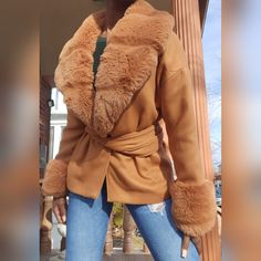 Nwt! Super Plush Faux Fur Coat W/ Faux Fur Cuffs Gorgeous Brown Color Perfect For Fall/Winter Open To Offers Fur Trench Coat, Shag Jacket, Parka Jacket Women, Pink Trench Coat, Fur Cuffs, Formal Coat, Suede Fringe Jacket, Belted Trench Coat, Distressed Denim Jacket