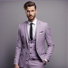 Luxury Men Suits Light Purple 3 Piece Slim Fit Elegant Suits Formal Fashion Suits Groom Suits Bespoke For Men  Item Include (Coat+ Vest+ Pant) Fabric:- Imported, Premium Color:- Light Purple  Dry Clean Recommended The suit is for wedding, Party, Proms, and Many Occasions. We make the suit according to our Standard size chart, If you are not sure about your size/measurement,  please give your body measurement in inches, so we make perfect suit for you.  Jacket Measurement:- 1 Jacket Length 2 Ches Trending Suits, Suit Prom, Suits Groom, Groom Suits, Suits Formal, Prom Tuxedo, Purple Suits, Formal Fashion, Luxury Men