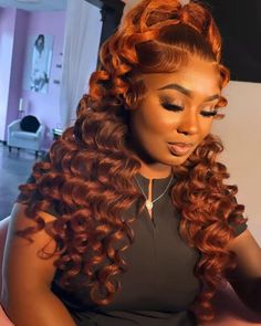 Down Hairstyles Black Women, Ginger Color, Frontal Wig Hairstyles, Birthday Hairstyles, Hairstyles Black Women, Half Up Half Down Hairstyles