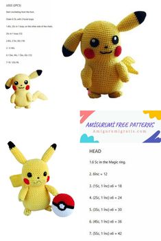 crocheted pokemon stuffed animal pattern with instructions