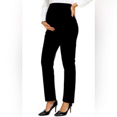 Pacbreeze Nwt Women's Maternity Pants For Work Over-Bump Pregnancy Casual Stretchy Straight Dress Pants With Pockets Size Medium Black Maternity Dress Pants, Dark Grey Dress Pants, Dress Yoga Pants, Pants For Work, 80s Women, Grey Dress Pants, Coral Dress, Maternity Pants, Pants With Pockets