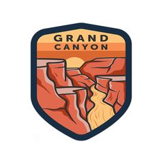 the grand canyon logo is shown on a white background with an orange, yellow and blue color scheme