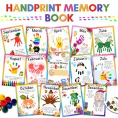 the handprint memory book is full of pictures and activities to help children learn how to write