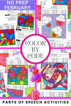 The no prep Valentine's Day Coloring Pages will help you add more engagement to your February grammar activities. Valentines Day Classroom Activities, February Coloring Pages, Valentines Day Classroom, Grammar Lesson Plans, Seasonal Bulletin Boards, Parts Of Speech Activities, Grammar Review, Nouns Verbs Adjectives, Arts Classroom