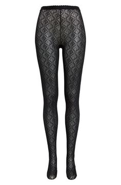 The designer's signature crescent-moon emblem winks within a diamond pattern across sheer mesh tights fitted with a scalloped waistband. 34" inseam; 12" front rise; 10" back rise (size Medium) Elastic waist Sheer 70% polyamide, 30% elastane Machine wash, dry flat Made in Italy Designer Clothing Mesh Tights, Marine Serre, Diamond Pattern, Crescent Moon, Crescent, Designer Clothing, Elastic Waist, Tights, Nordstrom