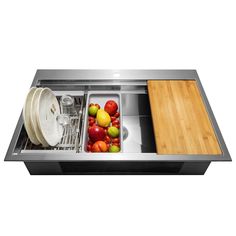 an open dishwasher with fruits and vegetables in it