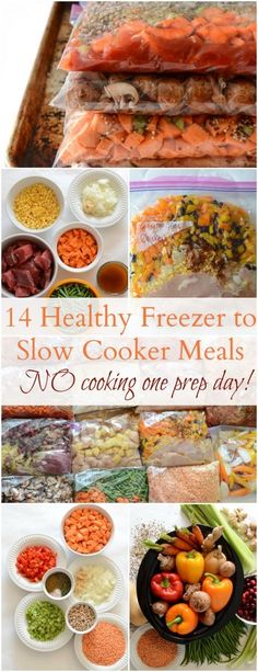 14 Healthy Freezer to Slow Cooker Recipes (NO cooking on prep day!) Freezer Dinners, Slow Cooker Freezer Meals, Freezable Meals, Freezer Meal Planning, Dump Dinners, Healthy Freezer Meals, Freezer Meal Prep, Dump Meals