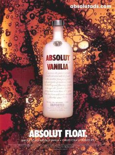 an advertisement for absolut vanilla flavored vodka