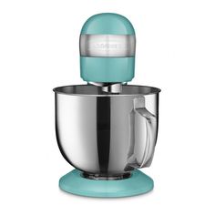 a blue stand mixer on a white background