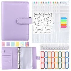 Fgy Budget Binder Leather 6 Ring Stuffing Binder with Zipper Cash Envelopes Expense Budget Sheets for Budgeting Money Organizer (Purple), Size:A6