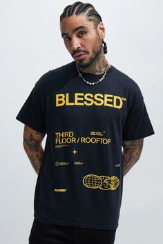 Highly Blessed Short Sleeve Tee - Black | Fashion Nova, Mens Screen Tops | Fashion Nova Minimalist Tshirt Design Graphic Tees, Christian Attire, Cloth Inspiration, Christian Clothing Men, Awesome Shirt Designs, Neon Tiger, Christian Ideas, Apparel Design Inspiration, Tee Ideas