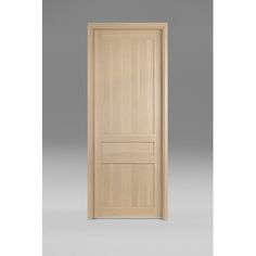 an open wooden door on a gray background