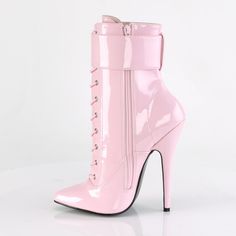 6" (152mm) Heel Ankle Boot with Interchangeable Ankle Cuffs, Full Inside Zip Closure Pink Combat Boots, Black Patent Boots, Alternative Shoes, Festival Shoes, Patent Boots, Punk Boots, Boots Heel, Pleaser Shoes, Boot Straps