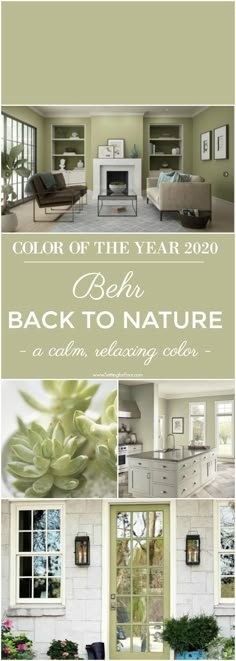 the back to nature color of the year 2020 is shown in green and white tones