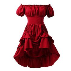 Summer Costume Party Dress With Ruffles, Summer Ruffle Dress For Costume Party, Retro Halloween Cosplay Dress, Gothic Corset Dress For Summer Costume Party, Steampunk Corset Dress With Ruffles For Cosplay, Steampunk Corset Dress With Ruffles For Halloween, Steampunk Ruffled Corset Dress For Cosplay, Red Dress For Halloween Alternative Fashion, Party Vintage Mini Dress With Ruffles