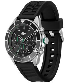 The Tiebreaker boasts a sporty design with rugged steel and comfortable silicone. From Lacoste. Style #2011152 Sporty Watch, Field Watches, Mens Chronograph, Skeleton Watches, Lacoste Men, Sport Watches, Casio Watch, Jewelry Rings Engagement, Men's Watch