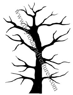 a black and white silhouette of a bare tree with no leaves on the branches,