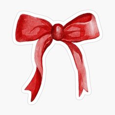 a red bow sticker on a white background