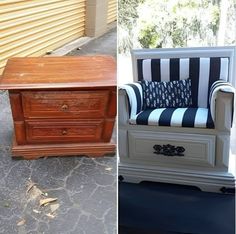 two different types of furniture sitting on the ground