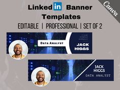 linked in banner templates with two heads