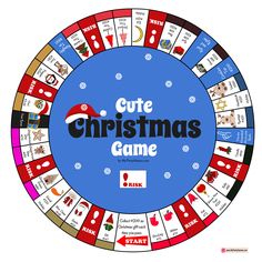 a board game with the words cutie christmas game on it's center circle