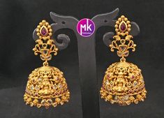 Lakshmi design premium quality matte gold finish Big Jhumka with precious - MK Fashionkart - Fashion Jewelry Material: Premium quality matte gold finish, AD stones MK Fashionkart Indian Fashion Jewelry Suitable for Saree/Salwar/party wear dresses   SHIPPING : Ready to ship in 1 business day. This item will be shipped from The United States. Jewelry care instructions : 1. Please wipe the jewelry with a piece of cotton cloth after usage.  2. Store the jewelry in a cool, dry and air tight box or pouch.  3. Make sure the jewelry is away from direct heat and water. 4. Please wipe of any moisture, sweat, soap water after usage. Fusion Style Gold Jhumkas With Cutdana, Designer Gold Chandbali Jewelry, Navratri Dual-tone Gold Jhumkas, Gold Fusion Jhumkas For Formal Occasions, Gold Fusion Style Jhumkas For Formal Occasions, Gold Fusion Style Jhumkas For Formal Events, Gold Dual-tone Jhumkas For Festive Occasions, Gold Dual-tone Jhumkas For Ceremonial Occasions, Dual-tone Gold Jhumkas For Festive Occasions