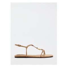 Flat sandals with front beads. Ankle strap with buckle closure. Rounded toe. Sole height: 0.4 inches (1 cm) Sandal Kulit, Manik Manik, Zara Sandals, Bead Embellishment, Zara Leather, Cargo Shirts, Trench Jacket, Cardigan Sweater Dress, Leather Sandals Women