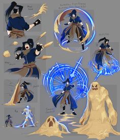 the concept art for an upcoming animated film is shown in blue and black colors, including two