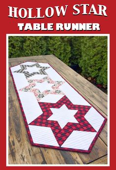 a table runner with the words, hollow star table runner on it and an image of a