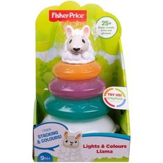 fisher - price stacking and colors llama toy in packaging with instructions on the front