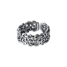 "Add some edge to your style with our Interlocking "Barbed Wire" Chain Pattern Adjustable Silver Ring. This unique, fashionable piece is both cool and functional, perfect for any trendsetter looking for a versatile accessory." Silver Crystal Rings, Chain Pattern, Shades For Women, Punk Jewelry, Barbed Wire, Cross Ring, Finger Rings, Holiday Jewelry, Men Earrings